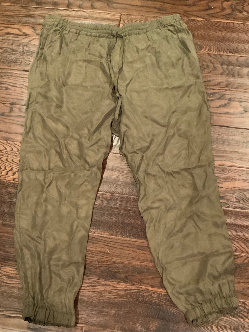 Johnny Was Olive Green Drawstring Jogger Pants